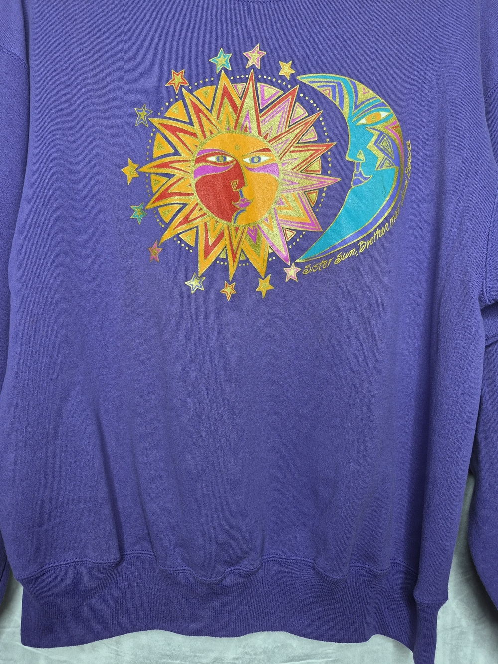 Vintage Laurel Burch Sun Moon Celestial Crewneck Sweatshirt Purple Graphic XL - Picture 3 of 9